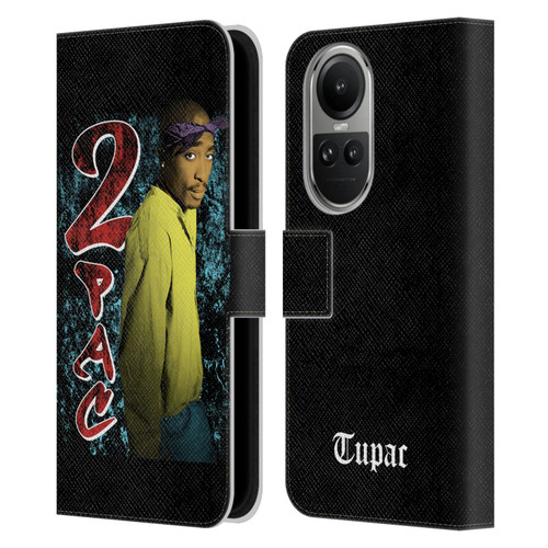 Tupac Shakur Key Art Vintage Leather Book Wallet Case Cover For OPPO Reno10 5G / Reno10 Pro 5G