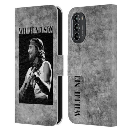 Willie Nelson Grunge Black And White Leather Book Wallet Case Cover For Motorola Moto G82 5G