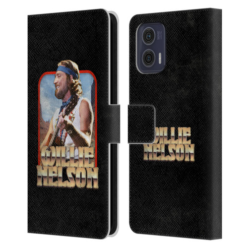 Willie Nelson Grunge Vintage Leather Book Wallet Case Cover For Motorola Moto G73 5G
