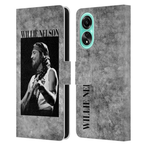 Willie Nelson Grunge Black And White Leather Book Wallet Case Cover For OPPO A78 5G