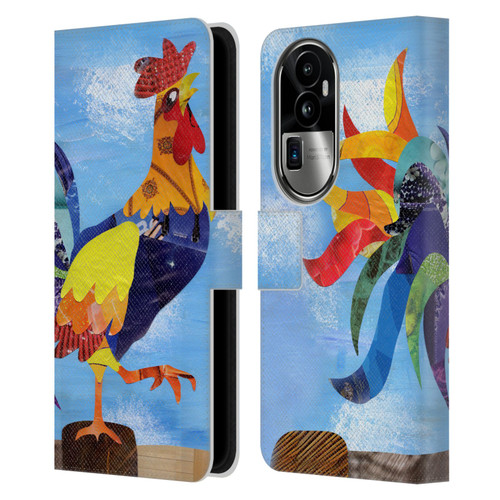 Artpoptart Animals Colorful Rooster Leather Book Wallet Case Cover For OPPO Reno10 Pro+