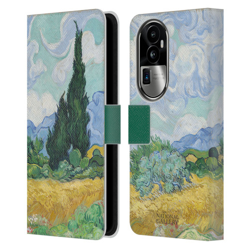The National Gallery Art A Wheatfield With Cypresses Leather Book Wallet Case Cover For OPPO Reno10 Pro+