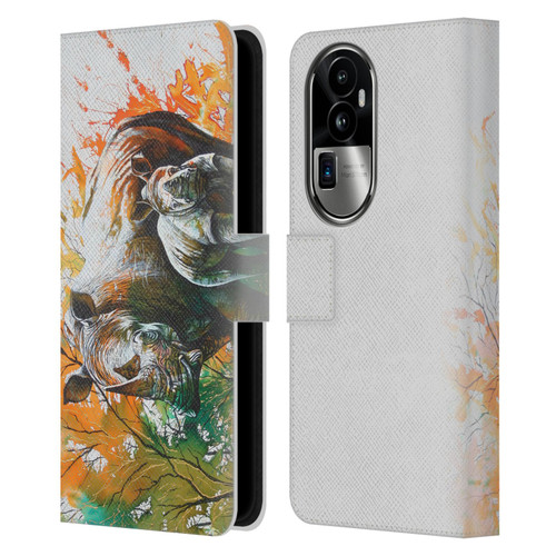 Graeme Stevenson Assorted Designs Rhino Leather Book Wallet Case Cover For OPPO Reno10 Pro+