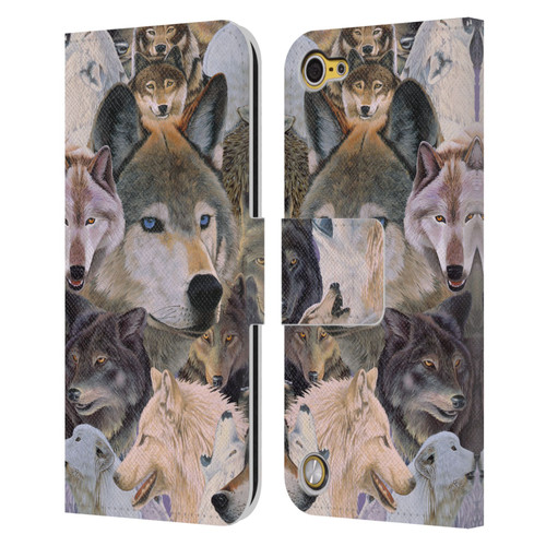 Graeme Stevenson Wildlife Wolves 1 Leather Book Wallet Case Cover For Apple iPod Touch 5G 5th Gen
