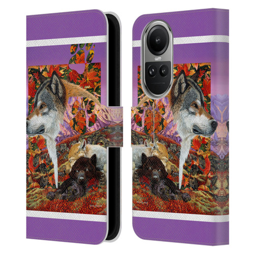 Graeme Stevenson Wildlife Wolves 4 Leather Book Wallet Case Cover For OPPO Reno10 5G / Reno10 Pro 5G