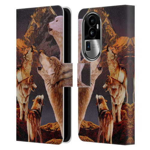 Graeme Stevenson Wildlife Wolves 2 Leather Book Wallet Case Cover For OPPO Reno10 Pro+