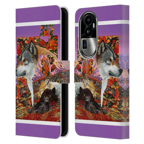 Graeme Stevenson Wildlife Wolves 4 Leather Book Wallet Case Cover For OPPO Reno10 Pro+