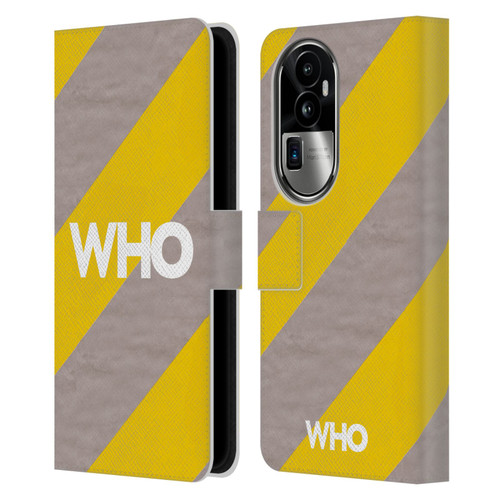 The Who 2019 Album Yellow Diagonal Stripes Leather Book Wallet Case Cover For OPPO Reno10 Pro+