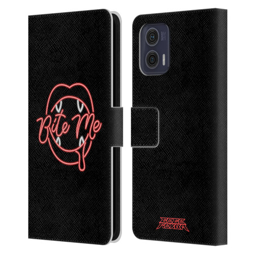 Bebe Rexha Key Art Neon Bite Me Leather Book Wallet Case Cover For Motorola Moto G73 5G
