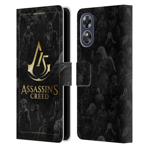 Assassin's Creed 15th Anniversary Graphics Crest Key Art Leather Book Wallet Case Cover For OPPO A17