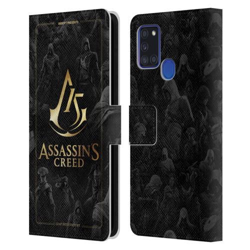 Assassin's Creed 15th Anniversary Graphics Crest Key Art Leather Book Wallet Case Cover For Samsung Galaxy A21s (2020)