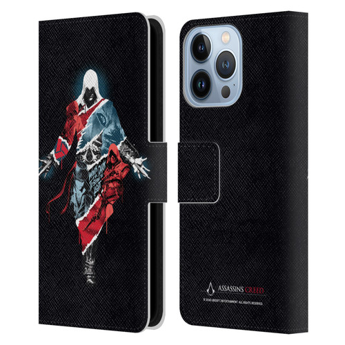 Assassin's Creed Legacy Character Artwork Double Exposure Leather Book Wallet Case Cover For Apple iPhone 13 Pro