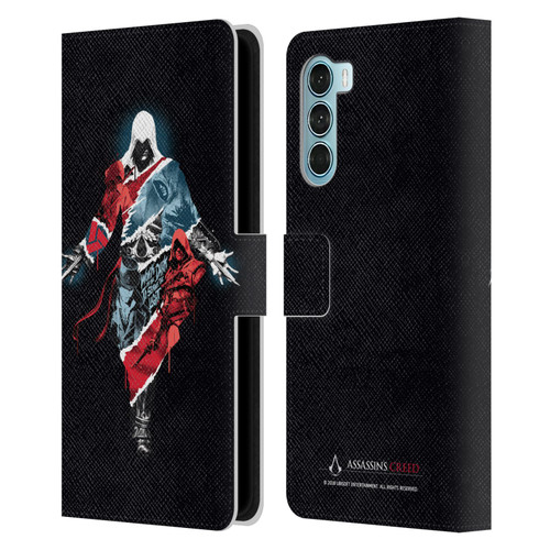 Assassin's Creed Legacy Character Artwork Double Exposure Leather Book Wallet Case Cover For Motorola Edge S30 / Moto G200 5G