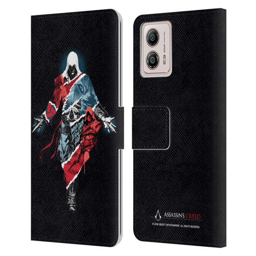 Assassin's Creed Legacy Character Artwork Double Exposure Leather Book Wallet Case Cover For Motorola Moto G53 5G