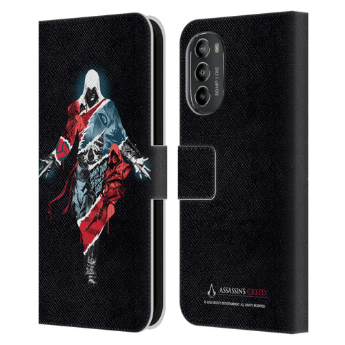Assassin's Creed Legacy Character Artwork Double Exposure Leather Book Wallet Case Cover For Motorola Moto G82 5G