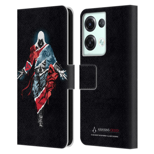 Assassin's Creed Legacy Character Artwork Double Exposure Leather Book Wallet Case Cover For OPPO Reno8 Pro