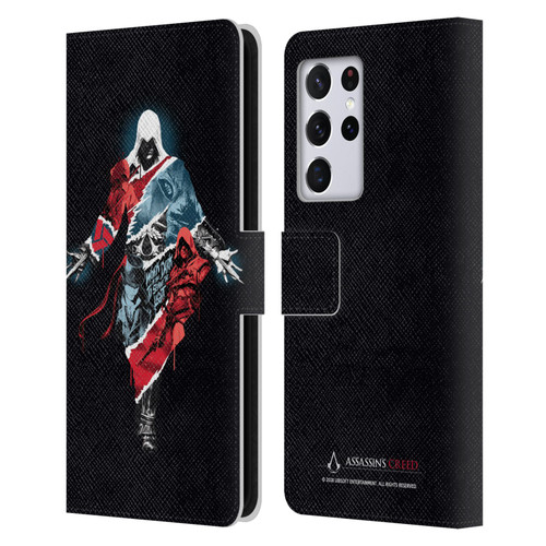 Assassin's Creed Legacy Character Artwork Double Exposure Leather Book Wallet Case Cover For Samsung Galaxy S21 Ultra 5G