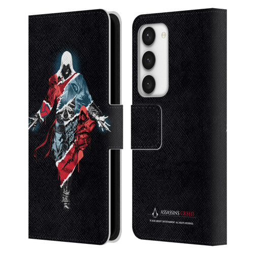 Assassin's Creed Legacy Character Artwork Double Exposure Leather Book Wallet Case Cover For Samsung Galaxy S23 5G