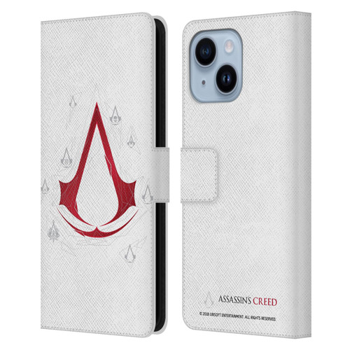 Assassin's Creed Legacy Logo Geometric White Leather Book Wallet Case Cover For Apple iPhone 14 Plus