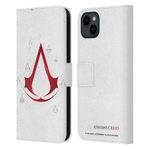 Assassin's Creed Legacy Logo Geometric White Leather Book Wallet Case Cover For Apple iPhone 15 Plus