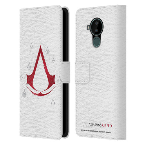Assassin's Creed Legacy Logo Geometric White Leather Book Wallet Case Cover For Nokia C30