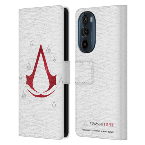 Assassin's Creed Legacy Logo Geometric White Leather Book Wallet Case Cover For Motorola Edge 30