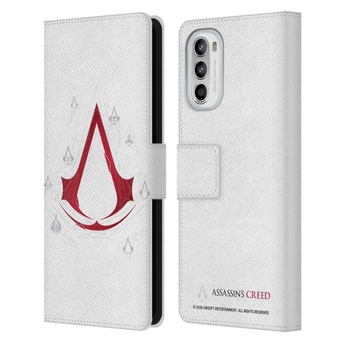 Assassin's Creed Legacy Logo Geometric White Leather Book Wallet Case Cover For Motorola Moto G52
