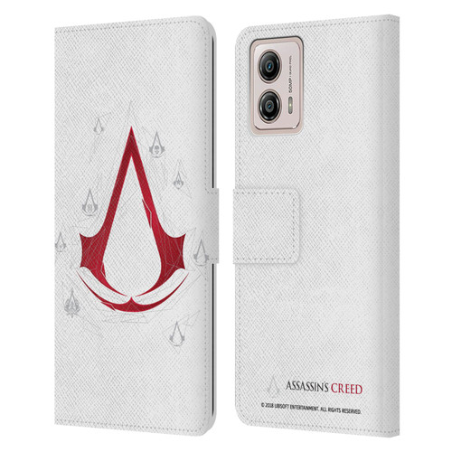 Assassin's Creed Legacy Logo Geometric White Leather Book Wallet Case Cover For Motorola Moto G53 5G
