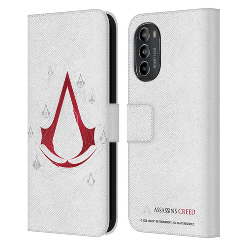 Assassin's Creed Legacy Logo Geometric White Leather Book Wallet Case Cover For Motorola Moto G82 5G