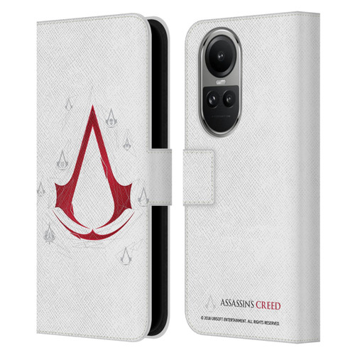 Assassin's Creed Legacy Logo Geometric White Leather Book Wallet Case Cover For OPPO Reno10 5G / Reno10 Pro 5G