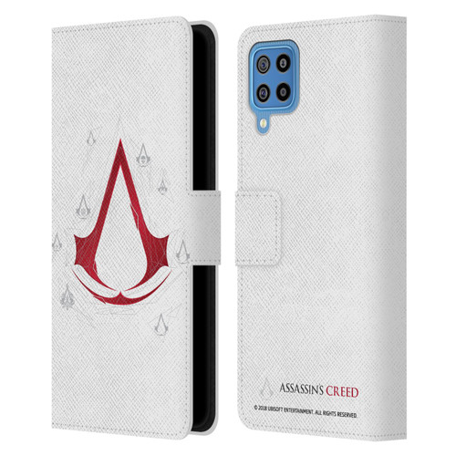 Assassin's Creed Legacy Logo Geometric White Leather Book Wallet Case Cover For Samsung Galaxy F22 (2021)
