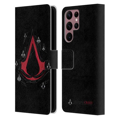 Assassin's Creed Legacy Logo Geometric White Leather Book Wallet Case Cover For Samsung Galaxy S22 Ultra 5G