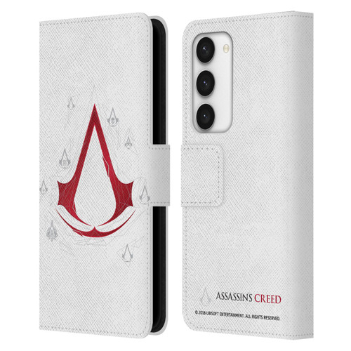 Assassin's Creed Legacy Logo Geometric White Leather Book Wallet Case Cover For Samsung Galaxy S23 5G