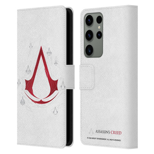Assassin's Creed Legacy Logo Geometric White Leather Book Wallet Case Cover For Samsung Galaxy S23 Ultra 5G