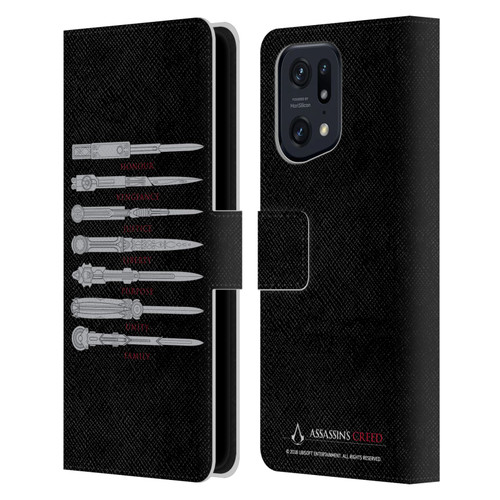Assassin's Creed Legacy Typography Blades Leather Book Wallet Case Cover For OPPO Find X5 Pro
