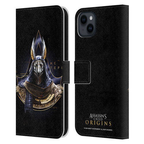 Assassin's Creed Origins Character Art Hetepi Leather Book Wallet Case Cover For Apple iPhone 15 Plus