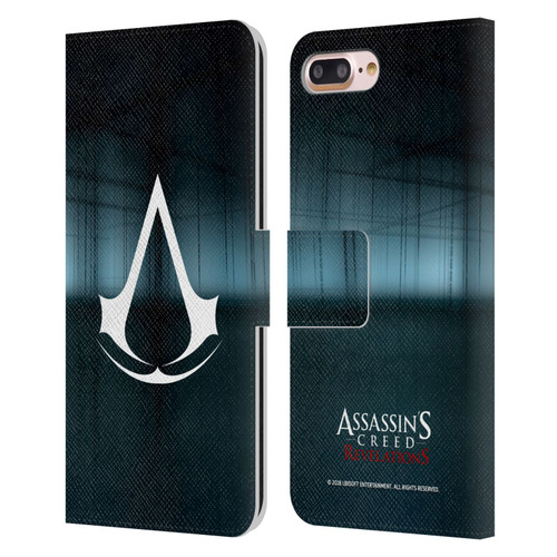 Assassin's Creed Revelations Logo Animus Black Room Leather Book Wallet Case Cover For Apple iPhone 7 Plus / iPhone 8 Plus