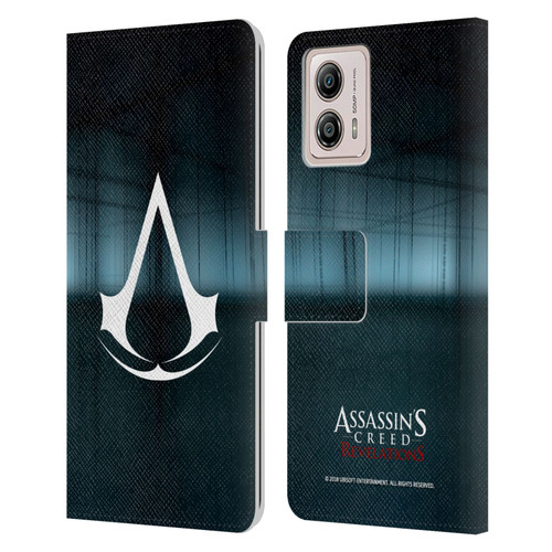 Assassin's Creed Revelations Logo Animus Black Room Leather Book Wallet Case Cover For Motorola Moto G53 5G