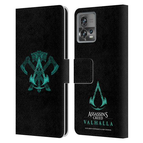 Assassin's Creed Valhalla Symbols And Patterns ACV Weapons Leather Book Wallet Case Cover For Motorola Moto Edge 30 Fusion