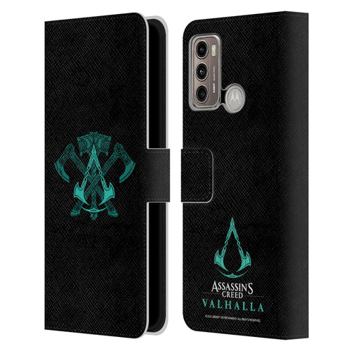 Assassin's Creed Valhalla Symbols And Patterns ACV Weapons Leather Book Wallet Case Cover For Motorola Moto G60 / Moto G40 Fusion