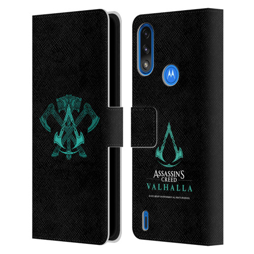 Assassin's Creed Valhalla Symbols And Patterns ACV Weapons Leather Book Wallet Case Cover For Motorola Moto E7 Power / Moto E7i Power