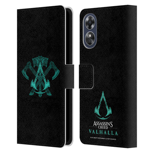 Assassin's Creed Valhalla Symbols And Patterns ACV Weapons Leather Book Wallet Case Cover For OPPO A17