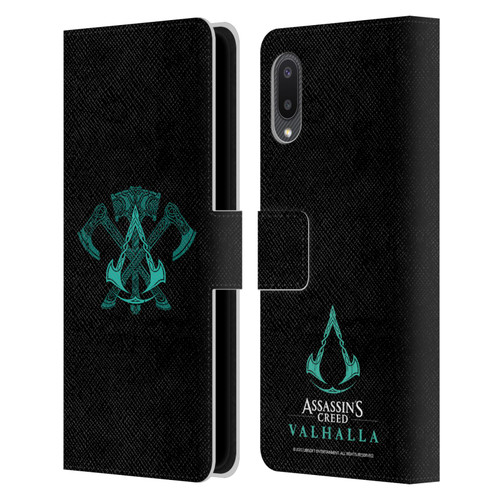 Assassin's Creed Valhalla Symbols And Patterns ACV Weapons Leather Book Wallet Case Cover For Samsung Galaxy A02/M02 (2021)