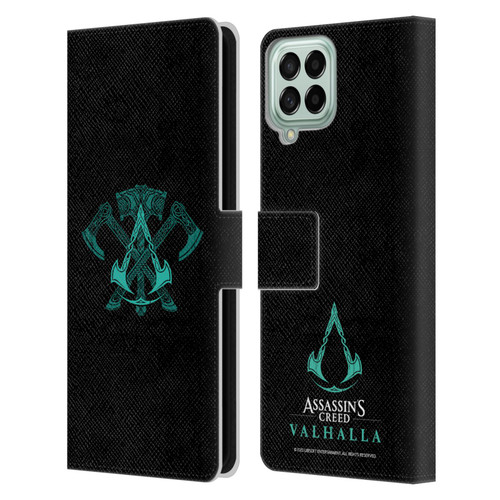 Assassin's Creed Valhalla Symbols And Patterns ACV Weapons Leather Book Wallet Case Cover For Samsung Galaxy M53 (2022)