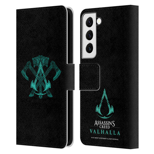 Assassin's Creed Valhalla Symbols And Patterns ACV Weapons Leather Book Wallet Case Cover For Samsung Galaxy S22 5G