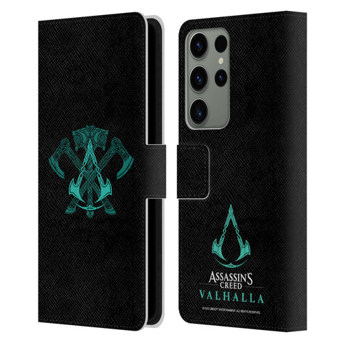 Assassin's Creed Valhalla Symbols And Patterns ACV Weapons Leather Book Wallet Case Cover For Samsung Galaxy S23 Ultra 5G