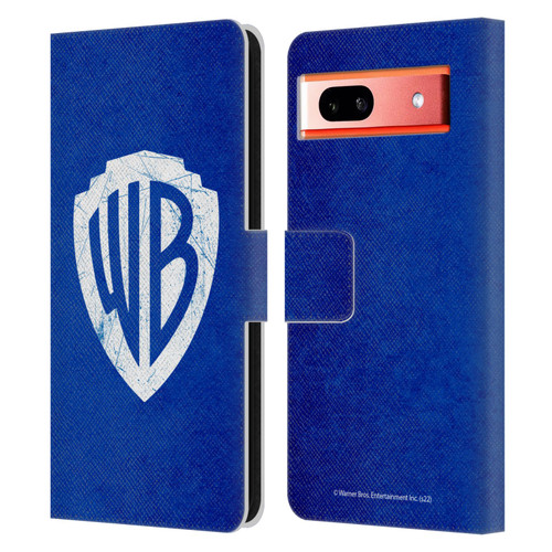 Warner Bros. Shield Logo Distressed Leather Book Wallet Case Cover For Google Pixel 7a
