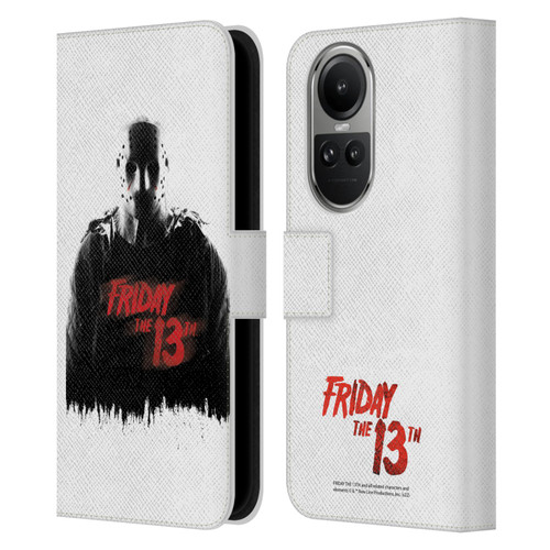 Friday the 13th 2009 Graphics Jason Voorhees Key Art Leather Book Wallet Case Cover For OPPO Reno10 5G / Reno10 Pro 5G