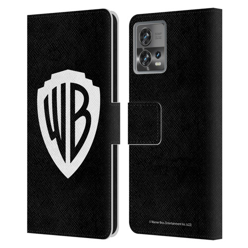 Warner Bros. Shield Logo Black Leather Book Wallet Case Cover For Motorola Moto Edge 30 Fusion