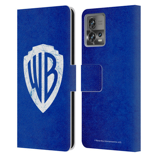 Warner Bros. Shield Logo Distressed Leather Book Wallet Case Cover For Motorola Moto Edge 30 Fusion